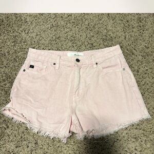 KanCan Light Pink Frayed Hem Jean Shorts